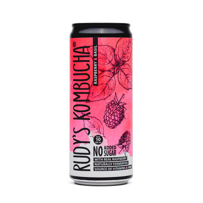 Raspberry & Basil (9x330ml) - Rudy's Kombucha