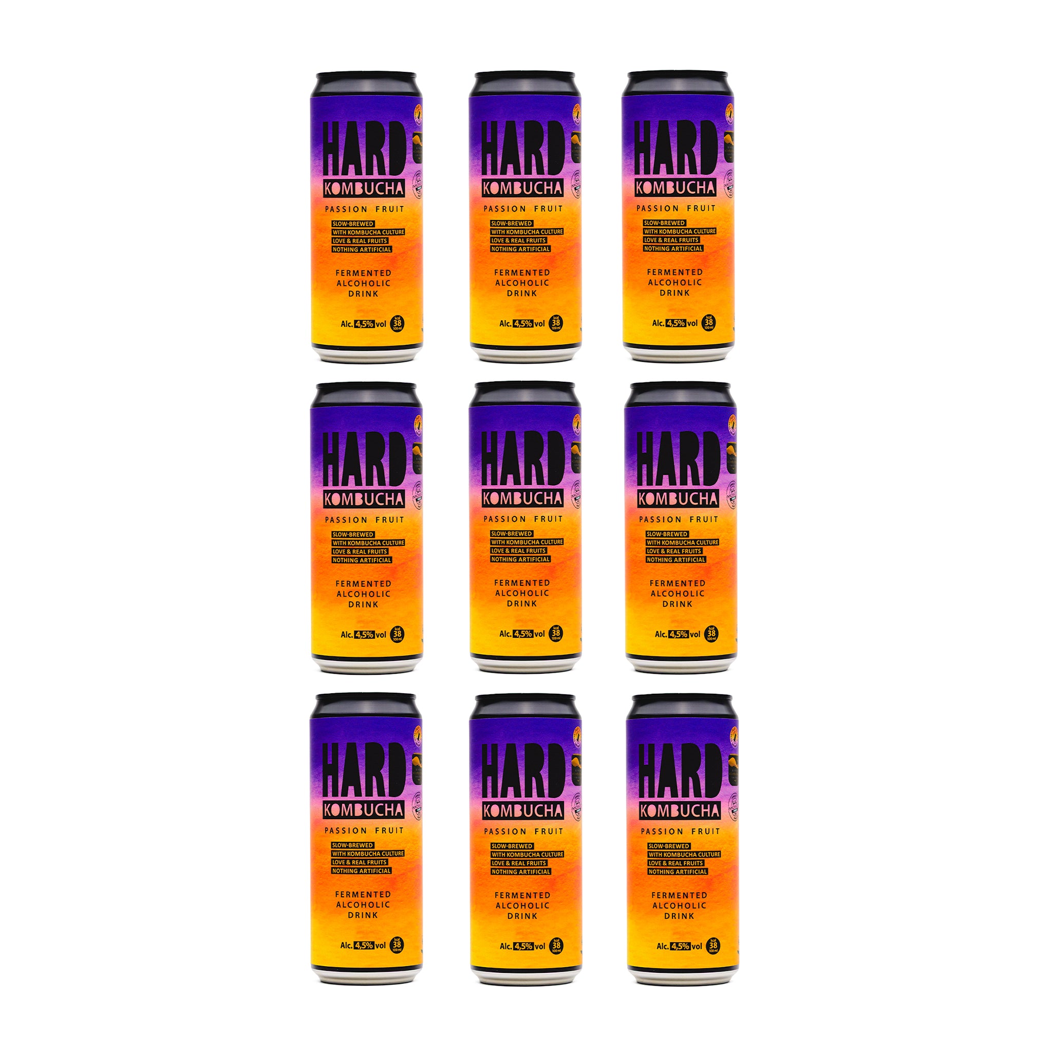 HARD Passion Fruit Alc. 4,5% ABV (9x330ml) – Rudy's Kombucha