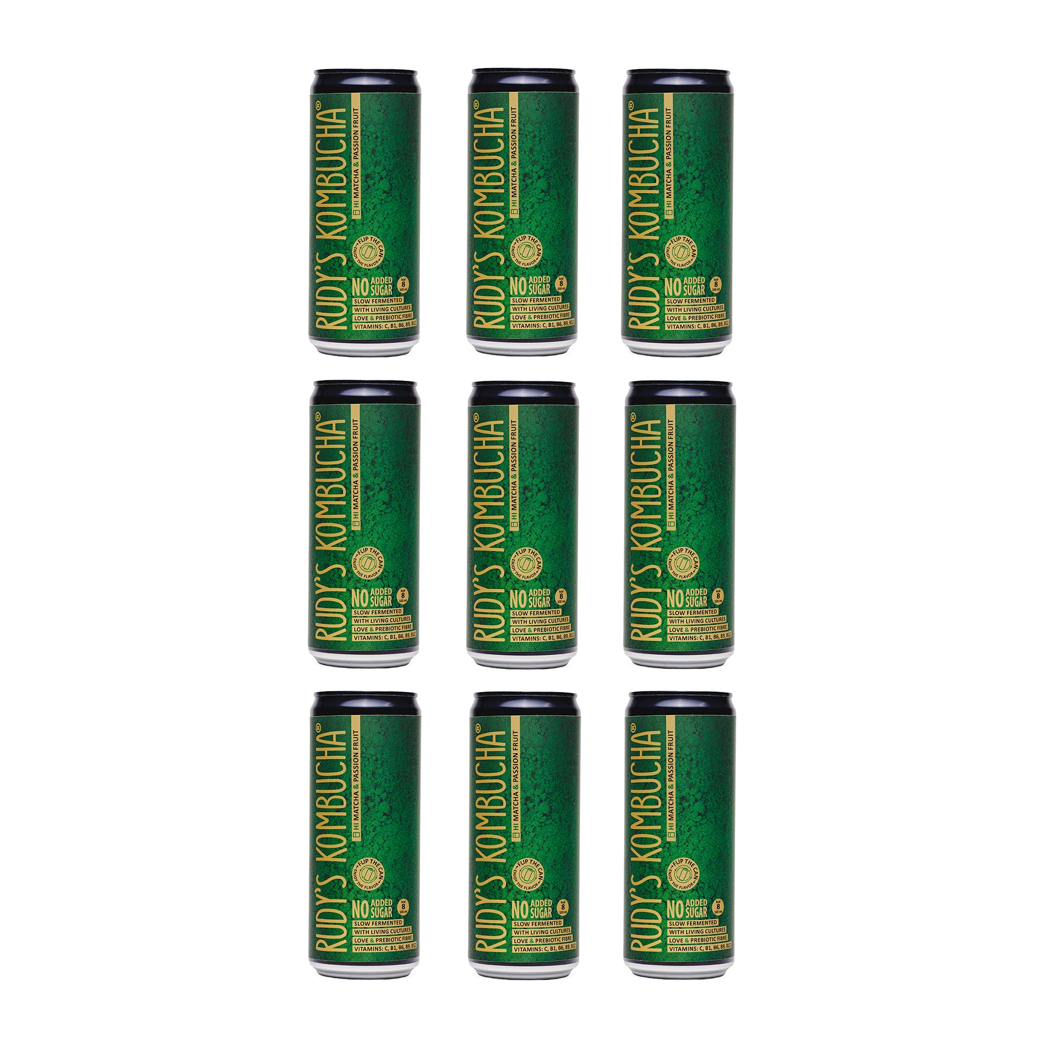 Matcha & Passion Fruit (9x330ml) – Rudy's Kombucha