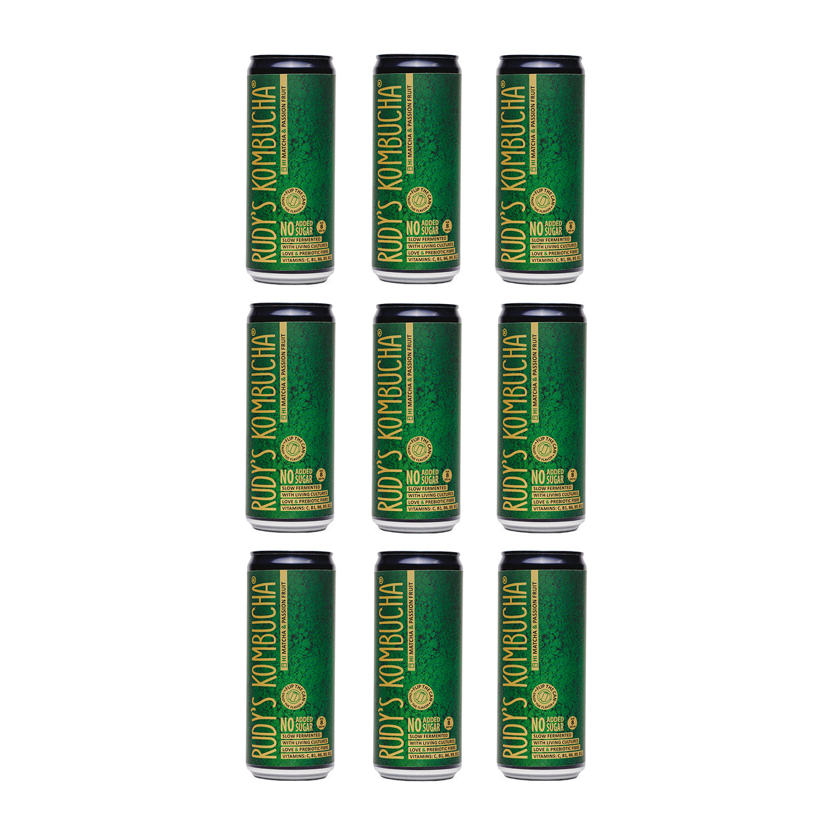 Hi Matcha X Rudy's collaboration - Matcha & Passion Fruit (9x330ml) - Rudy's Kombucha