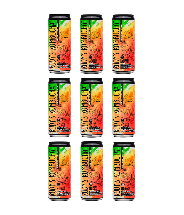 Mango & Passion Fruit (9x330ml) - Rudy's Kombucha