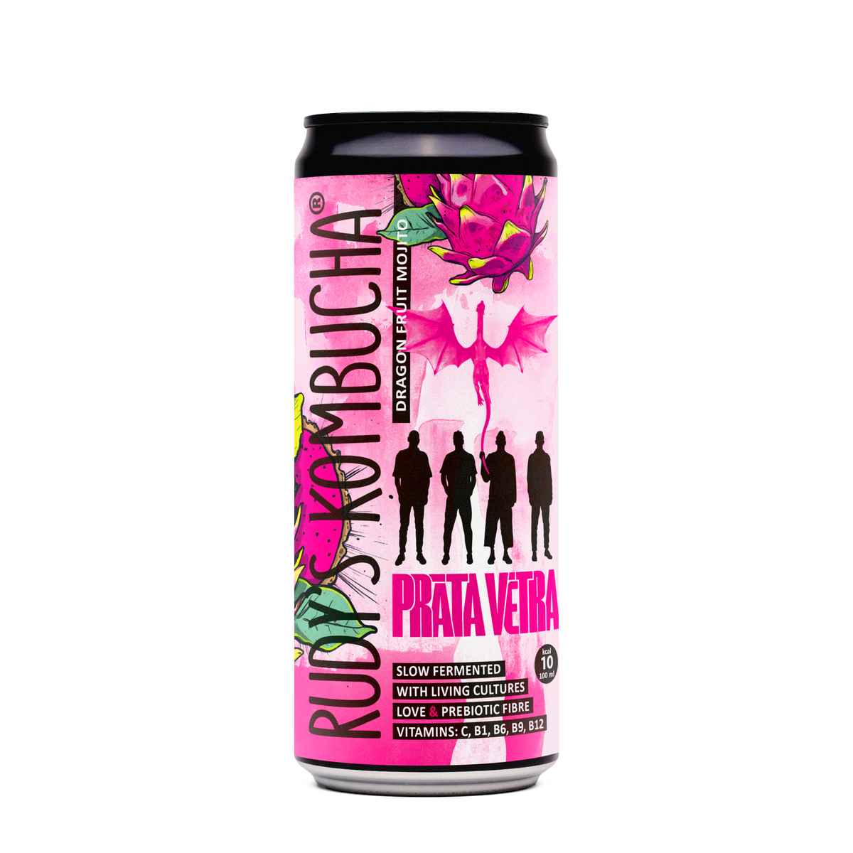 Prāta Vētra X Rudy's collaboration - Dragon Fruit Mojito (9x330ml) - Rudy's Kombucha